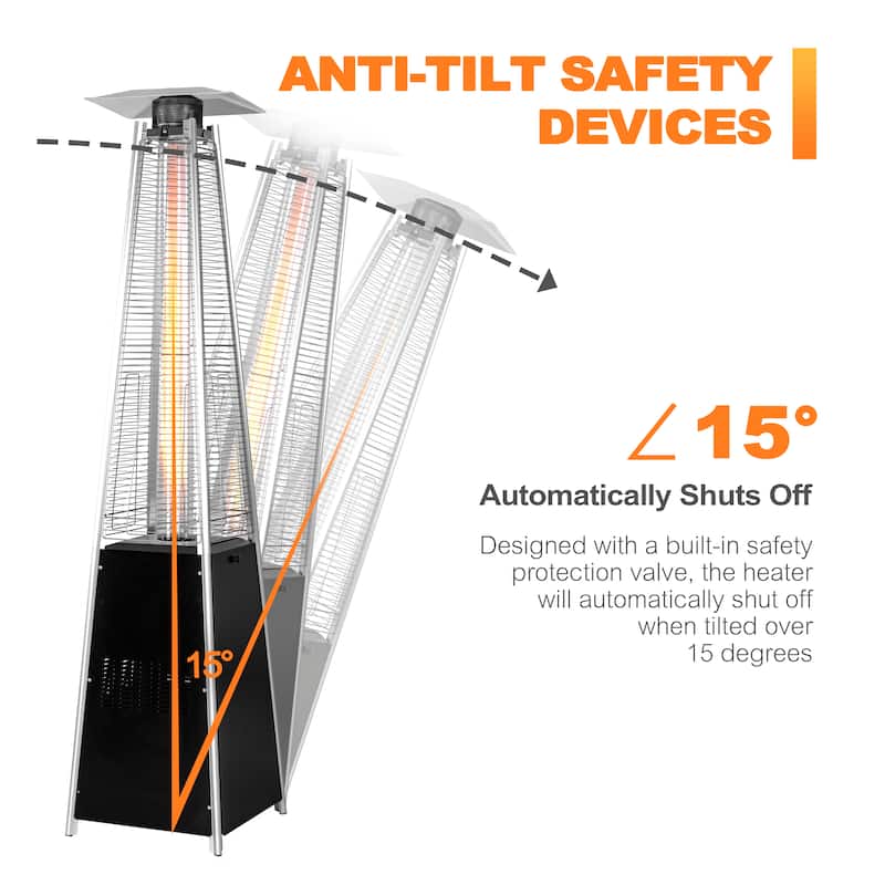 Outdoor 48,000 BTU Pyramid Propane Gas Patio Heater with Wheels - 20.47*20.47*88.19 inch