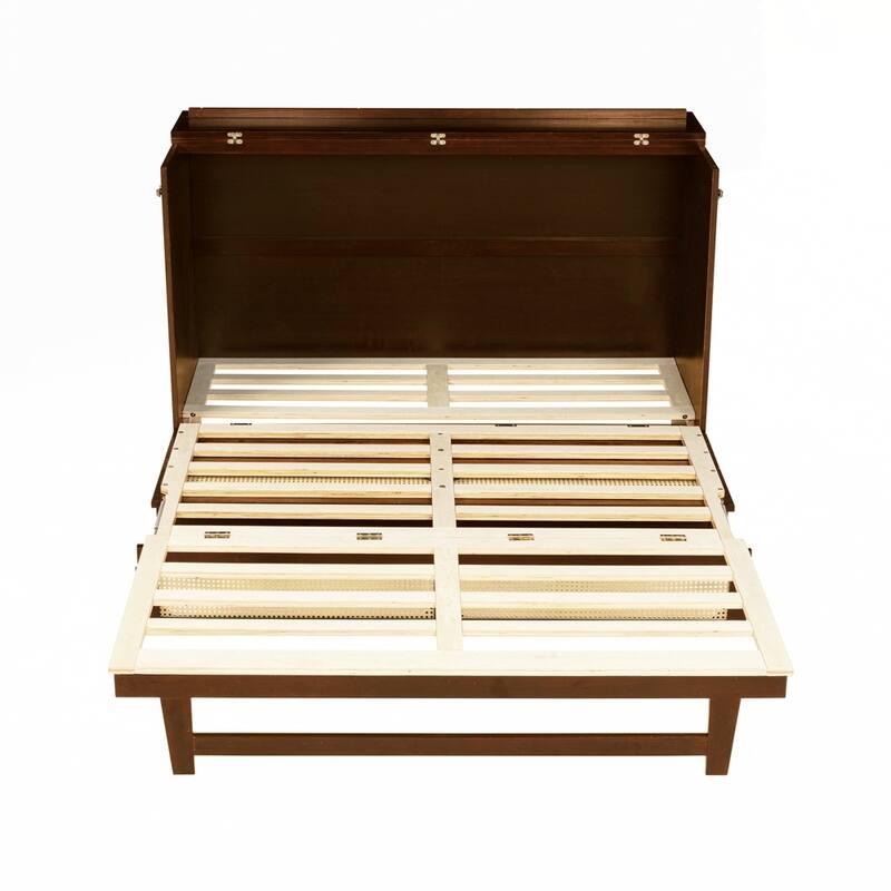 Pine Wood Cabinet Bed with Rattan Decoration and Storage Drawer