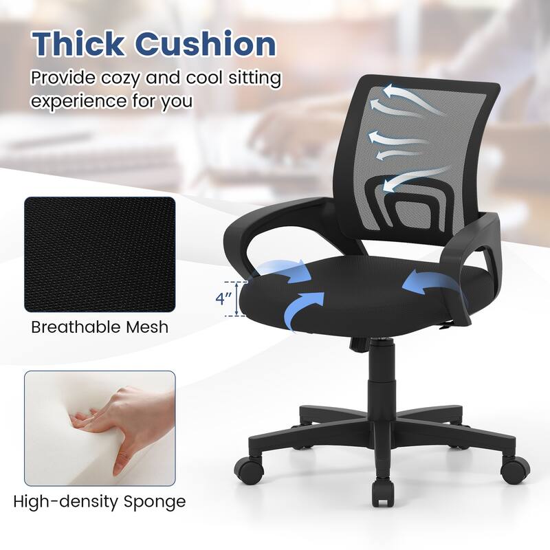 Gymax Mesh Office Chair Ergonomic Computer Desk Chair w/Lumbar Support