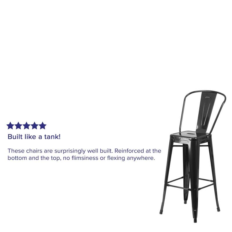 4 Pack 30" High Metal Indoor-Outdoor Barstool with Back - Kitchen Furniture