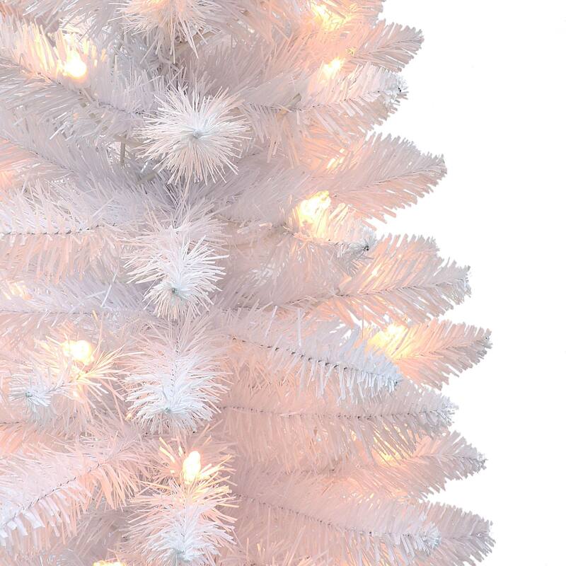 Pre-lit Artificial White Pine Christmas Tree in Burlap Base - 3’ - Clear Light - 3 Foot