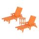 3-Piece Set Laguna 78" Weather-Resistant Chaise with Side Table - Orange