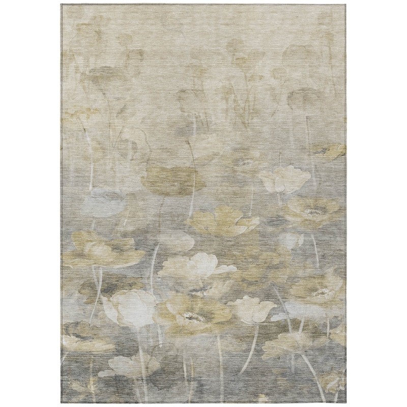 Machine Washable Indoor/ Outdoor Chantille Modern Floral Rug