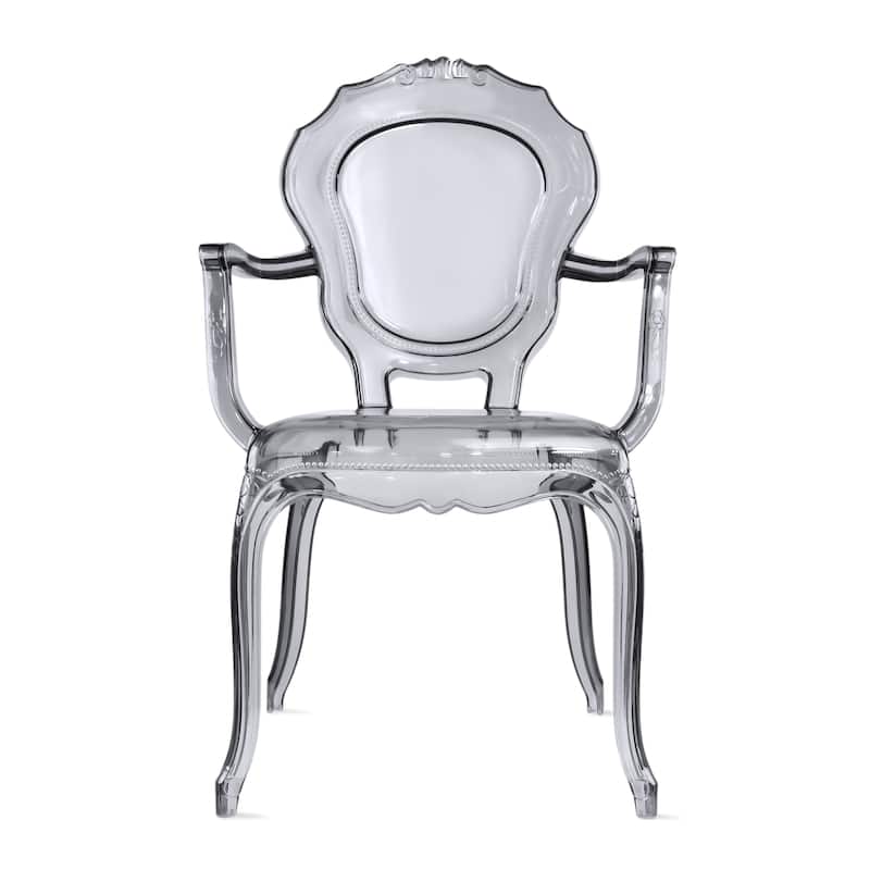 Designer Stacking Transparent Molded Plastic Dining Chairs With Arms Backs Crystal For Kitchen Desk Bedroom Outdoor Patio Indoor
