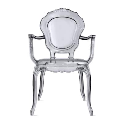 Designer Stacking Transparent Molded Plastic Dining Chairs With Arms Backs Crystal For Kitchen Desk Bedroom Outdoor Patio Indoor