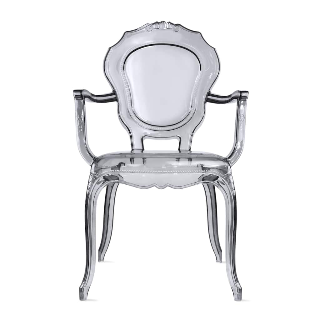 Designer Stacking Transparent Molded Plastic Dining Chairs With Arms Backs Crystal For Kitchen Desk Bedroom Outdoor Patio Indoor