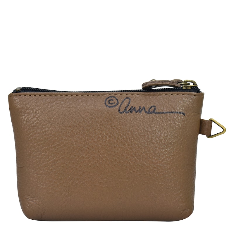 Handpainted Leather Ladies Coin pouch - Floral Paradise Tan