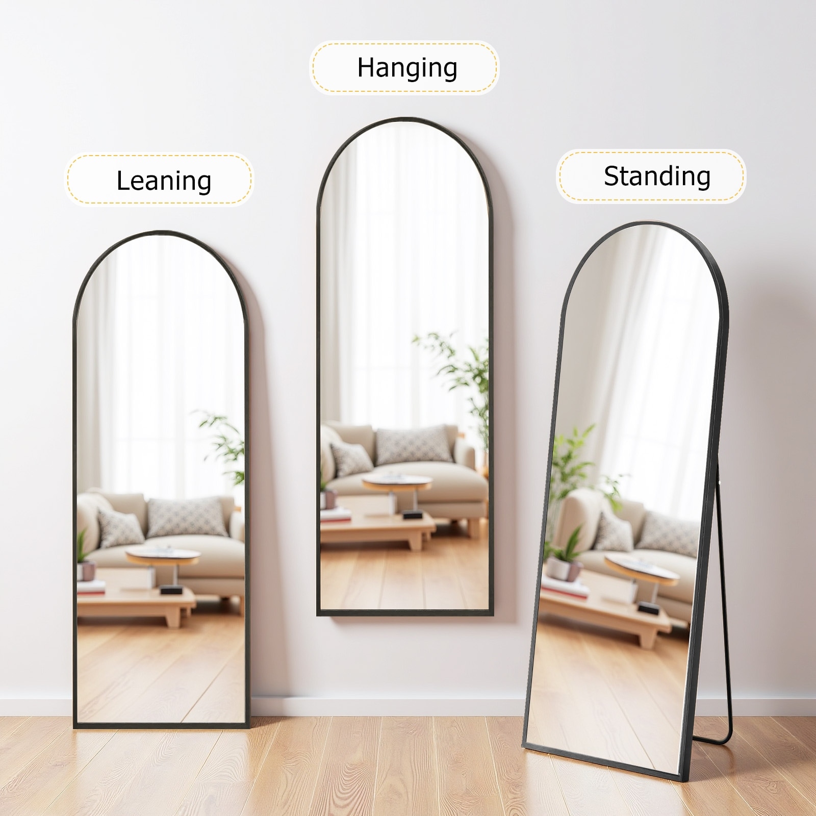 Full Length Mirror with Stand, Floor Mirror with Aluminum Alloy Frame for Bedroom, Standing Full Body Mirror for Wall, Cloakroom