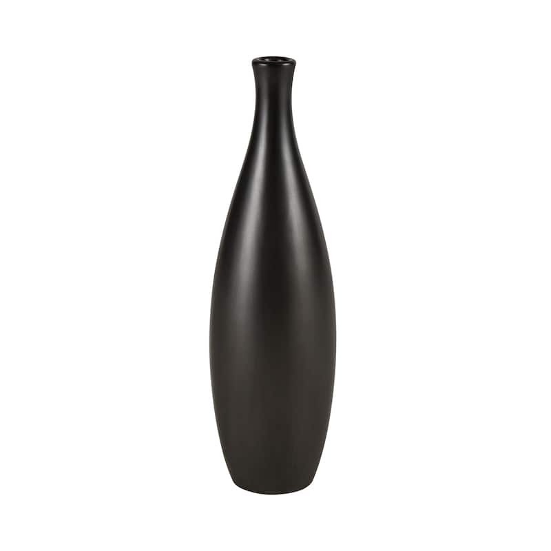 Elk Home Faye Black Finish Earthenware 4 Inch Wide Vase