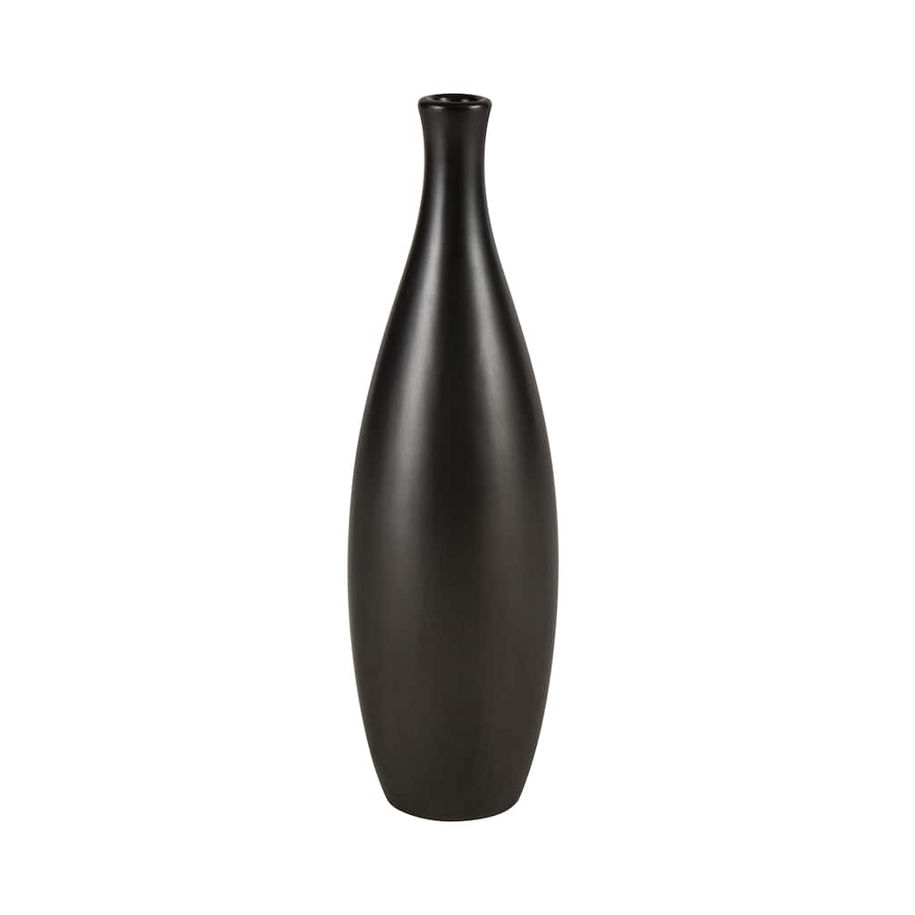 Elk Home Faye Black Finish Earthenware 4 Inch Wide Vase