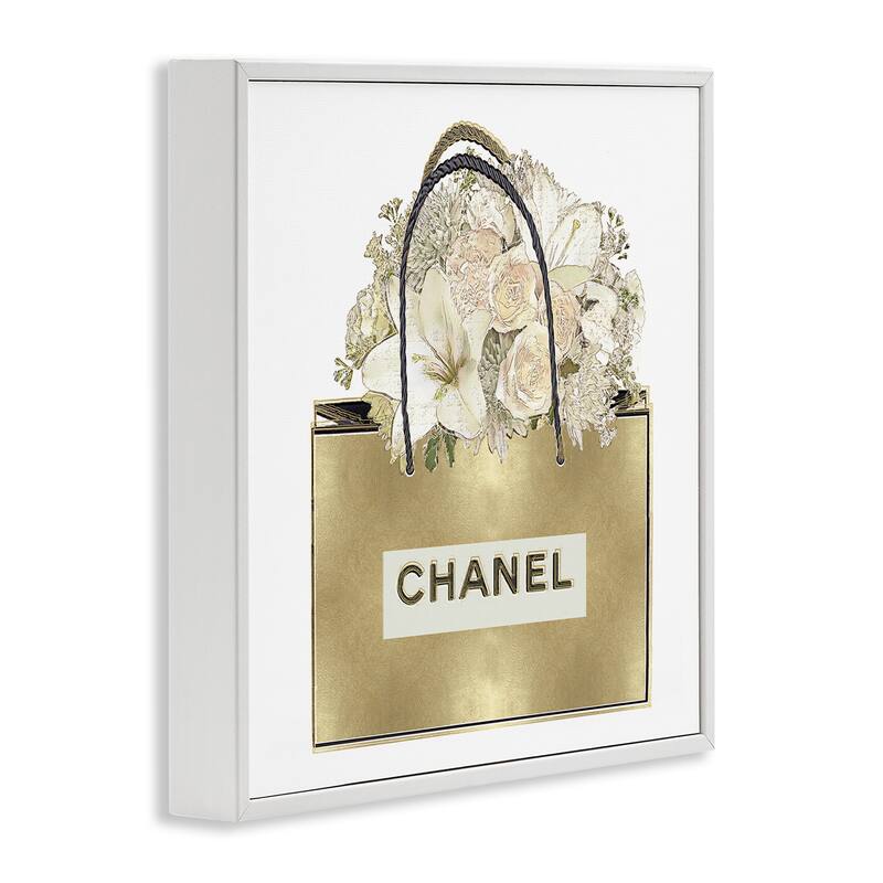 Stupell Flowers in Gold Bag Framed Giclee Art Design By Madeline Blake