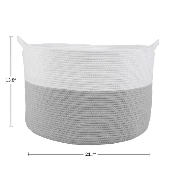 dimension image slide 3 of 4, Extra-Large Basket - Cotton Rope Basket with Handles - Baskets for Organizing by Home-Complete