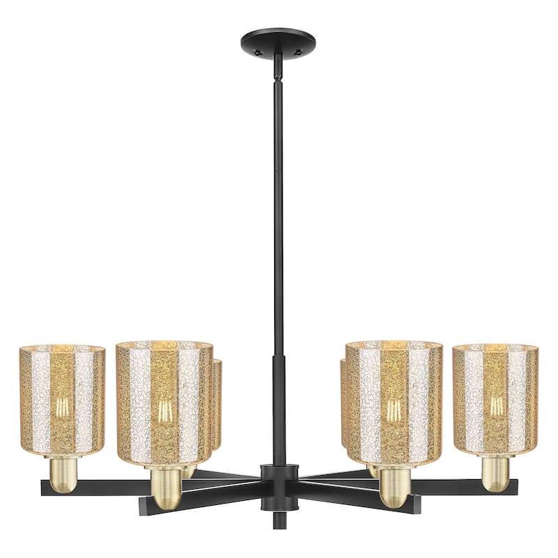 Innovations Lighting Endless Possibilities Arcadia - Cobbleskill - 6 Light 35" Stem Hung Chandelier - Mercury/Black Antique Brass