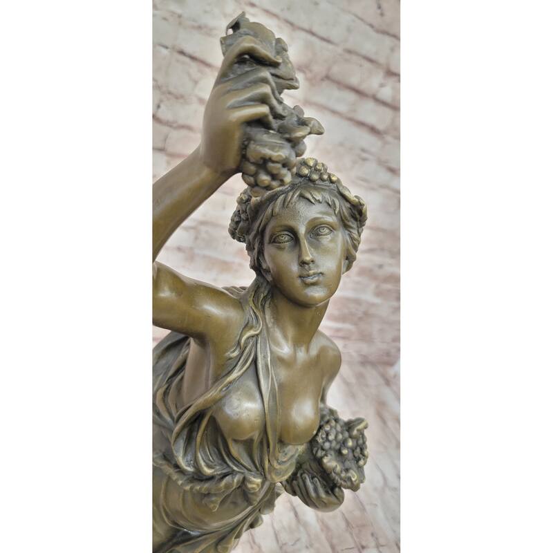 Bronze Statue Of Bacchante In Joyous Celebration With Grapes And Wine By Milo