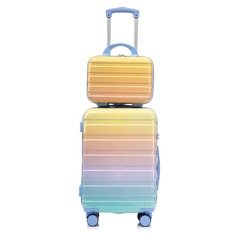 Spinner Wheel Luggage with Combination Lock Blue Yellow