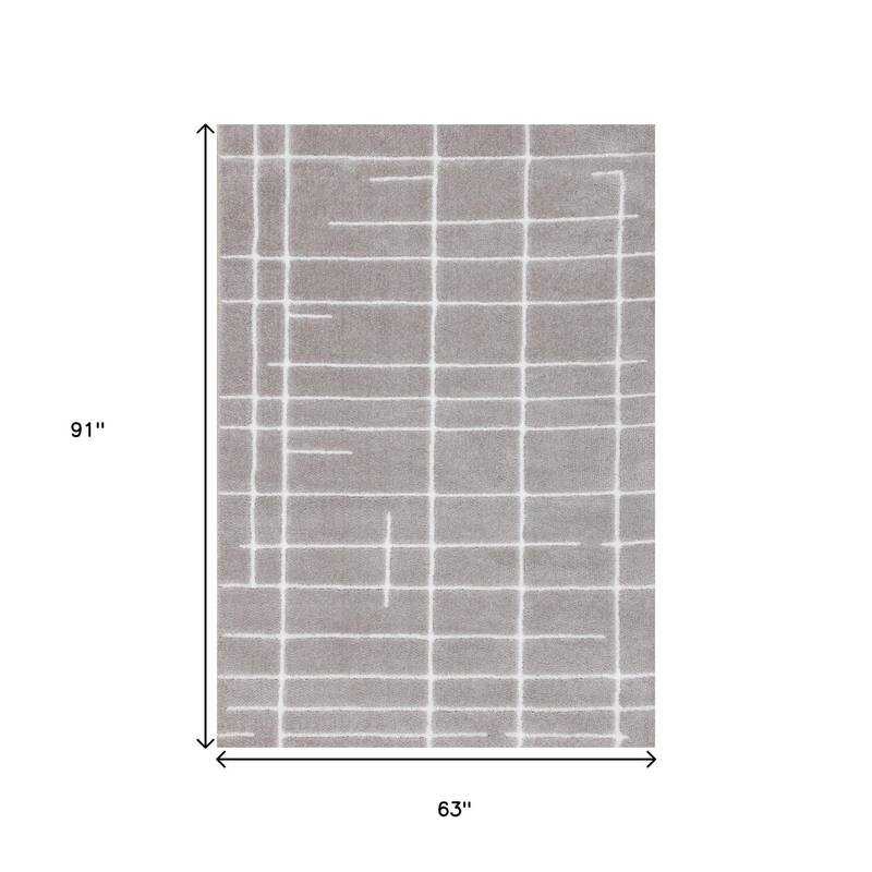 HomeRoots Striped Modern Rectangle Area Rug - 5' X 8'