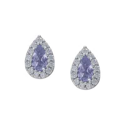 Victoria Townsend .925 Sterling Silver Genuine Tanzanite & Lab White Sapphire pear Stud Earring.
