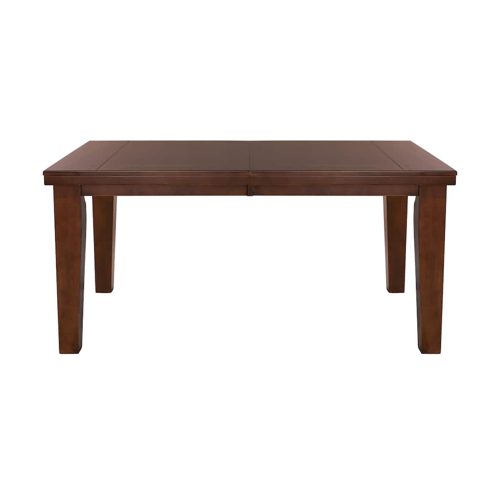 Dark Oak Finish Rectangular 1pc Dining Table with Self-Storing Extension Leaf Wooden Simple Dining Furniture