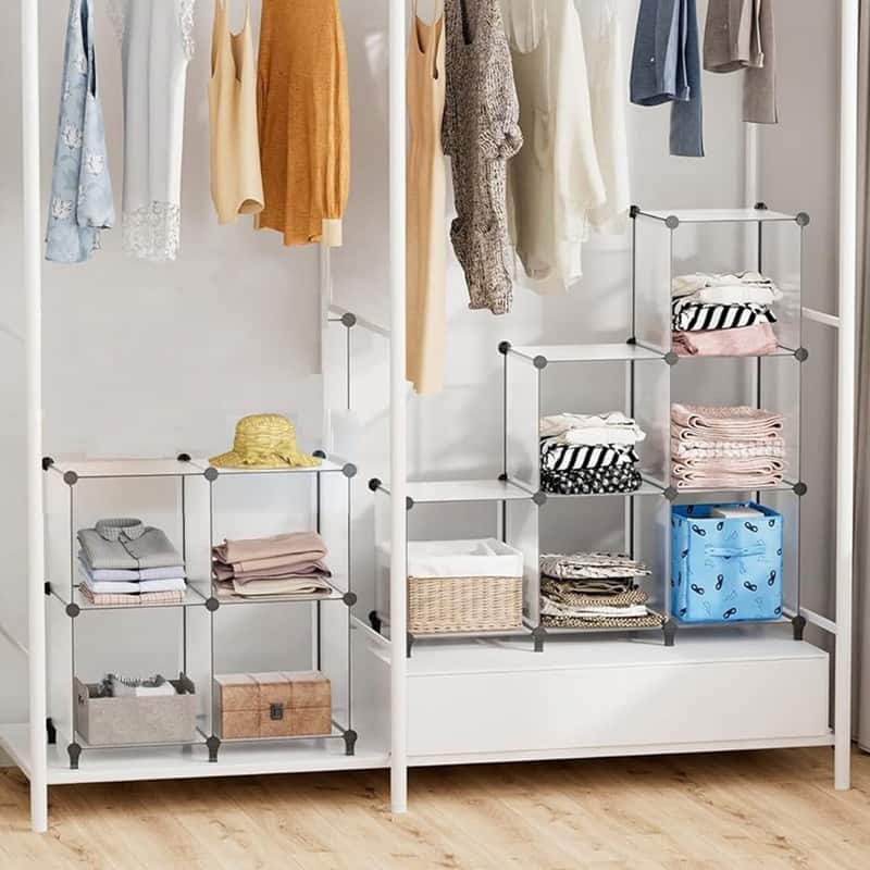 10 Cube Stackable Shoe Rack Organizer DIY Plastic Shoe Storage Cabinet for Closet & Entryway - N/A