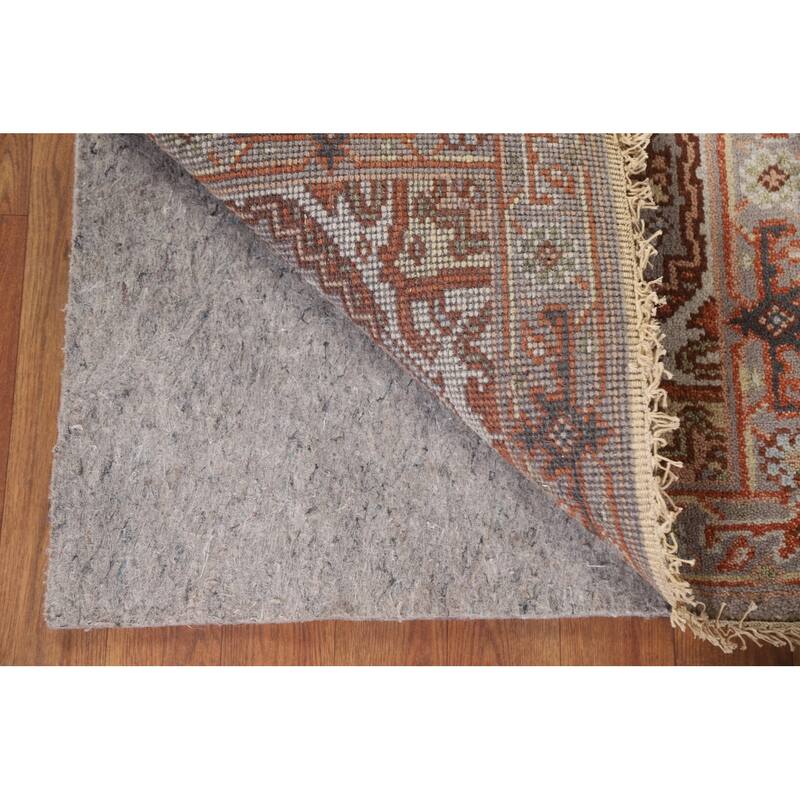 Hand Knotted Oriental 100% Wool Carpet Traditional Medallion Greys & Charcoal Heriz (serapi) Area Rug - 3' 0'' X 2' 0''