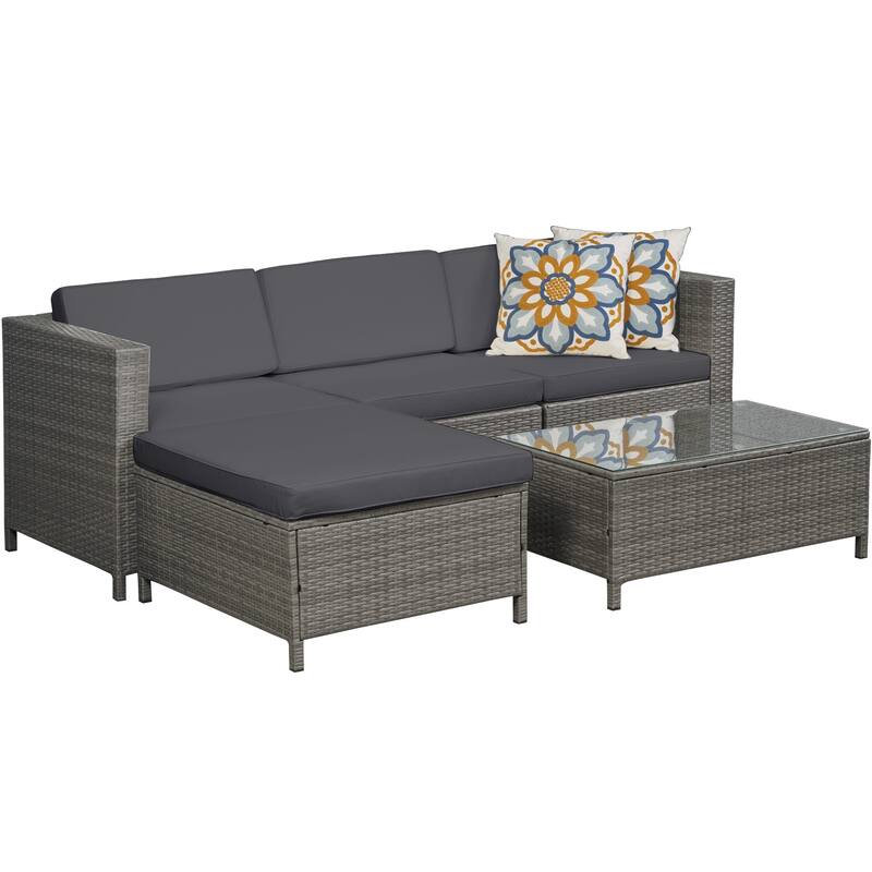Royalcraft 5 Piece PE Rattan Wicker Sectional Sets