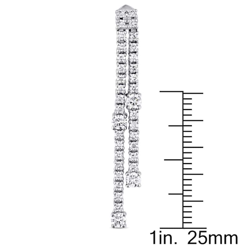 Miadora 1 5/8ct TDW Diamond Linear Dangle Earrings in 14k White Gold