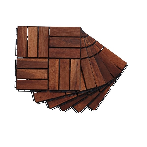 12 in. x 12 in. Square Wood Flooring Tiles in Brown (10-Pack)