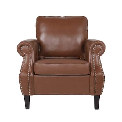 Dowd Faux Leather Club Chair with Nailhead Trim by Christopher Knight Home