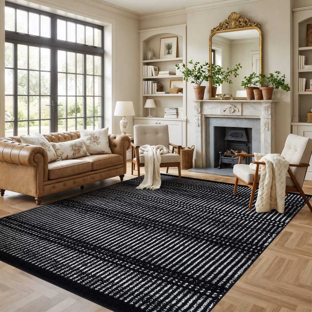 Contemporary Minimalistic Stripe LInes Area Rug