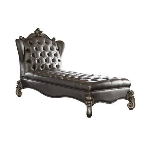 Upholstered Chaise with 1 Pillow in Silver and Antique Platinum