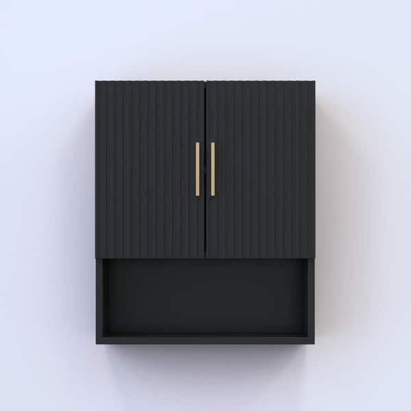 slide 2 of 13, Meble Furniture Madera 07 Over the Toilet Cabinet (20"W x 24"H) - Modern Matte Finish Bathroom Storage Black
