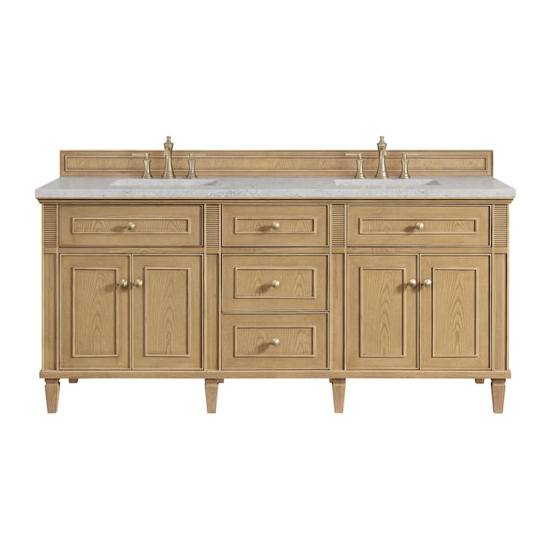 James Martin Vanities 424-V72-3EJP Lorelai 72" Double Basin Wood - Light Natural Oak - Oak Finish