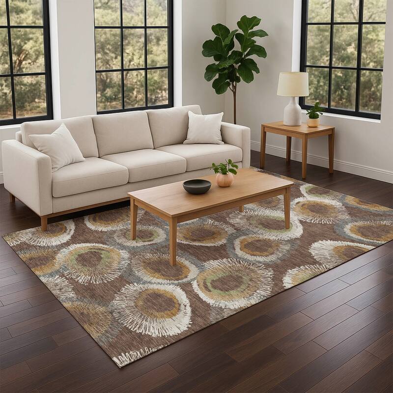Machine Washable Indoor/ Outdoor Modern Spikey Chantille Rug