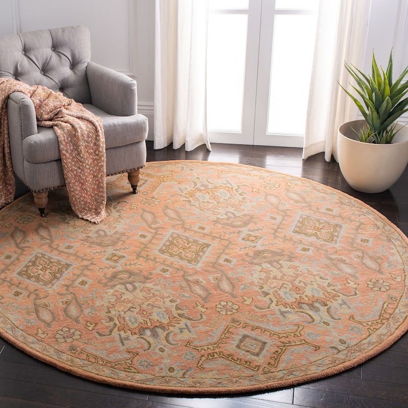 SAFAVIEH Handmade Wyndham Editha Modern Wool Rug - 5' Round - Terracotta