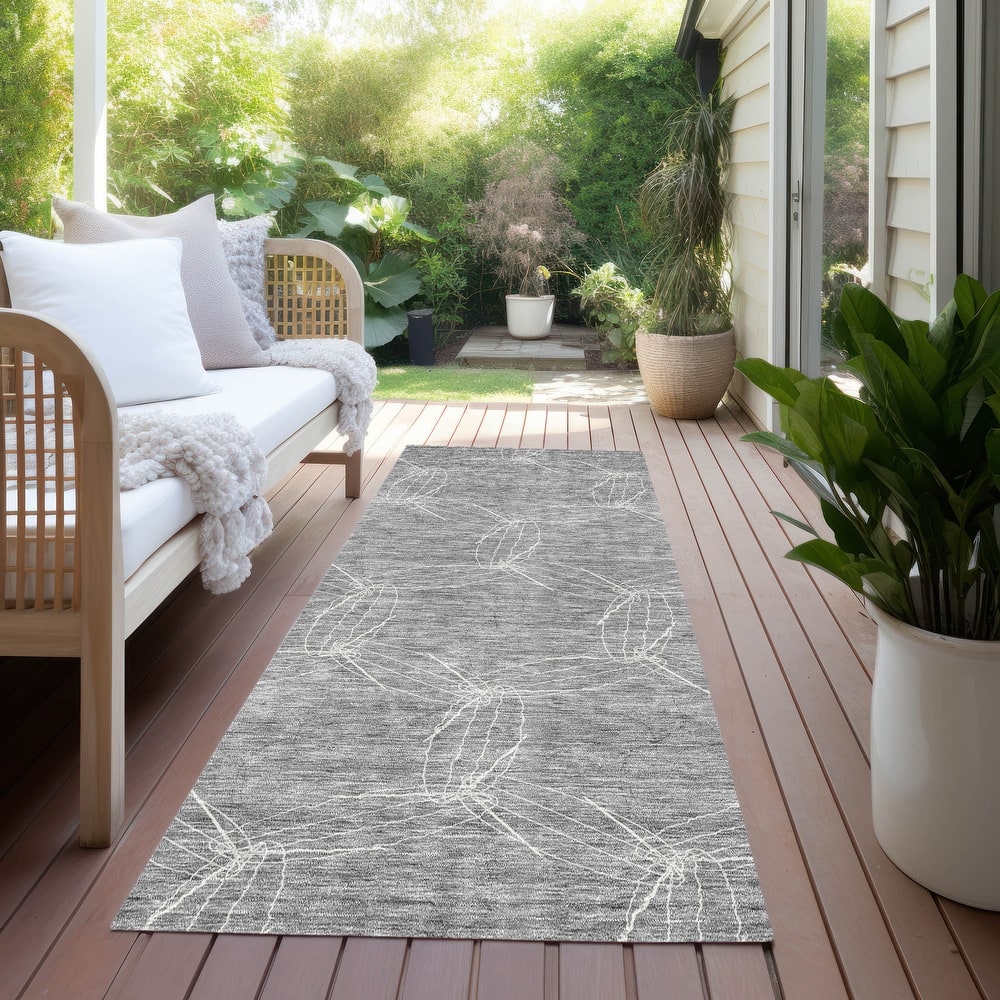 Machine Washable Indoor/ Outdoor Abstract Contemporary Chantille Rug