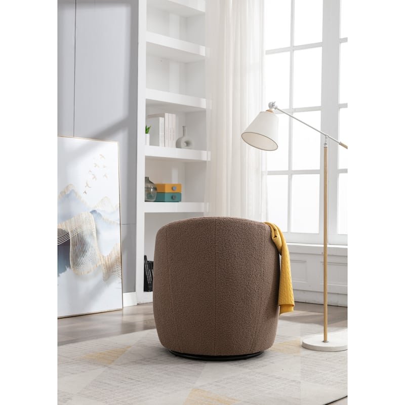 Coffee 25.6" Swivel Barrel Chair with Black Coating