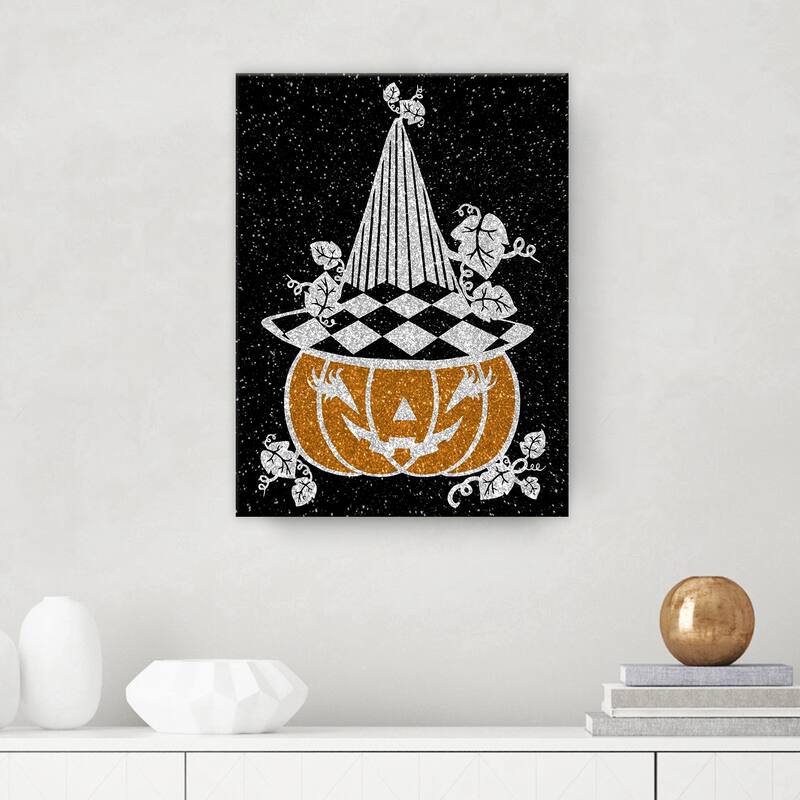 ChiChi Décor 'Glamoween Pumpkin V' Halloween Canvas Wall Art