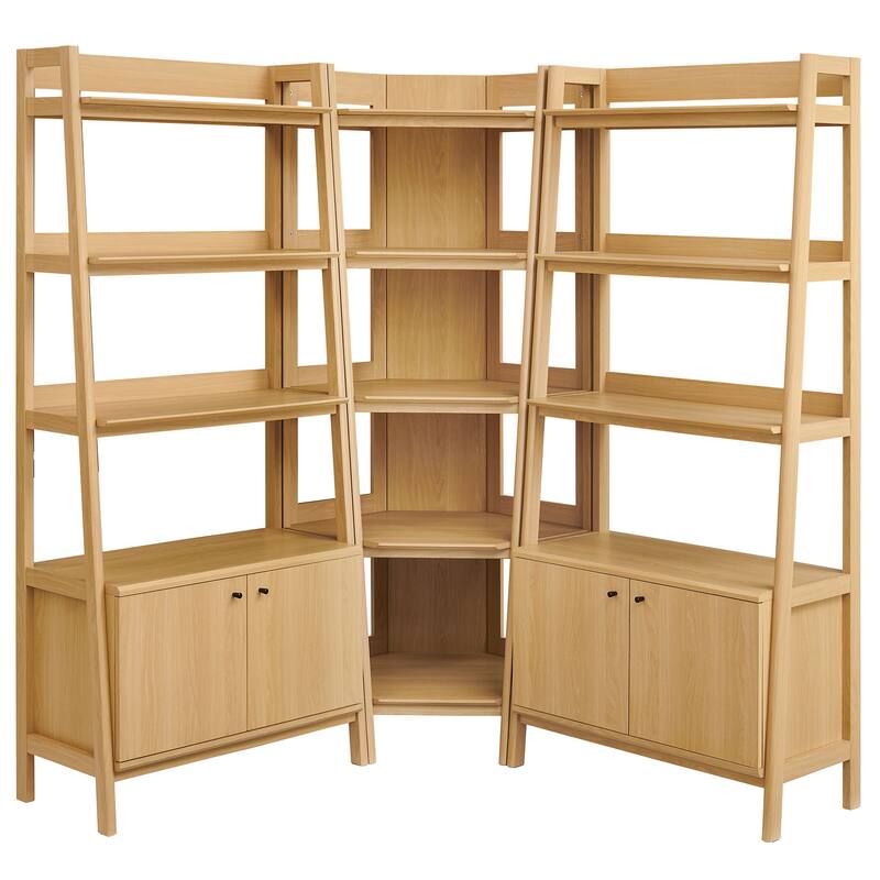 Bixby 3-Piece Corner Bookshelf Set with Wide Bookshelves