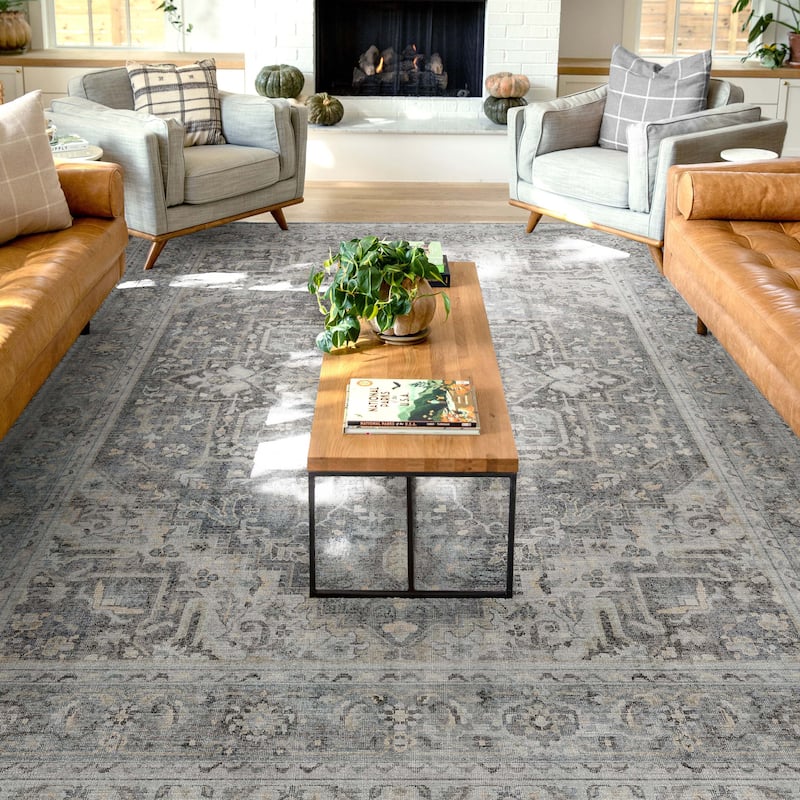 Well Woven Apollo Tirana Medallion Flat-Weave Area Rug - 9' 10" x 13' - Dark Grey - Rectangle