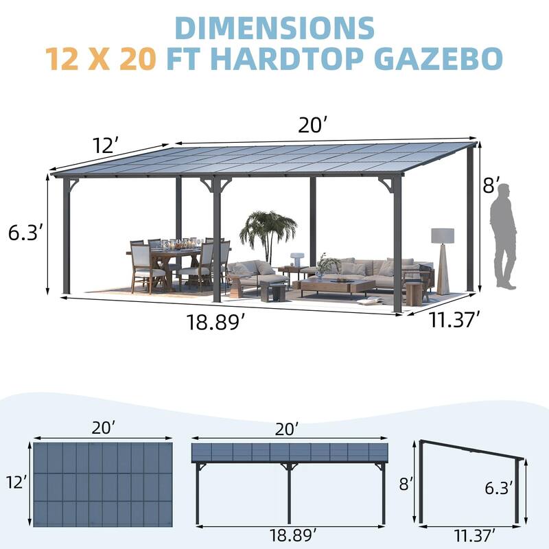 AECOJOY Wall Mounted Gazebos Pergola Gazebo Awnings for Backyard