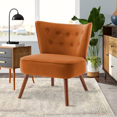 Tufted Velvet Accent Chair Upholstered Living Room Side Chair - 27.6" W x 28" D x 31.3" H
