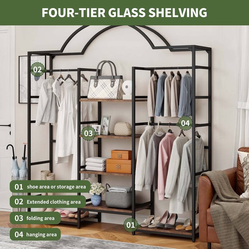 Moasis Heavy Duty Clothes Rack With Storage Shelves Closet Organizer System