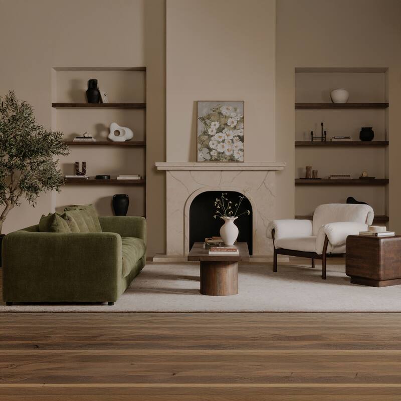 NADAAL STUDIOS Halden Lounge Chair, Spindle-Back Solid Ash Frame with Fold-Over Cushions, Ivory