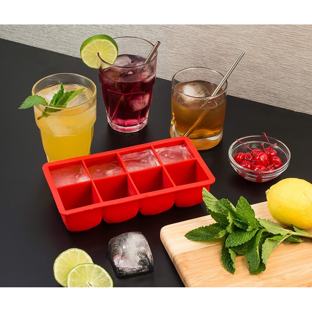 2pc Ice Maker Large Cube Square Tray Molds Whiskey Ball Cocktails