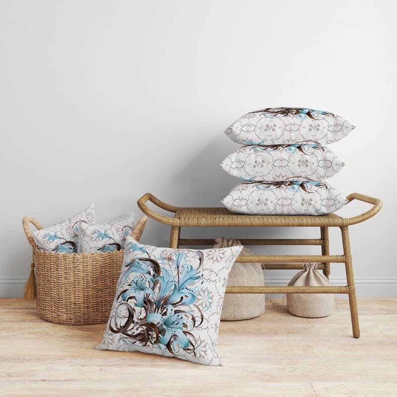 Lily Legends Faux Suede Reversible Throw Pillow Brown and Sky