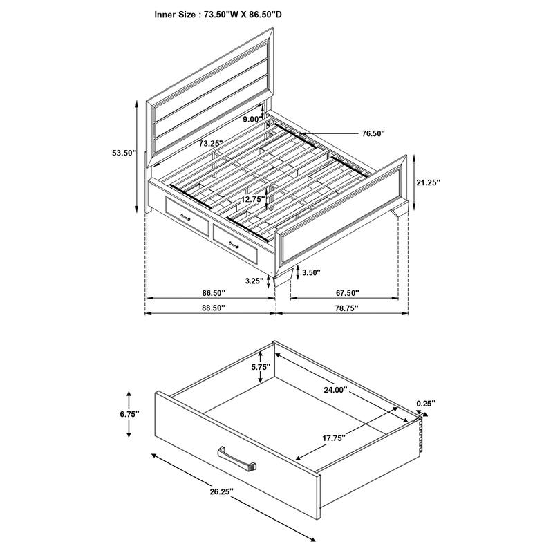 Kauffman Transitional Wood Storage Panel Bed