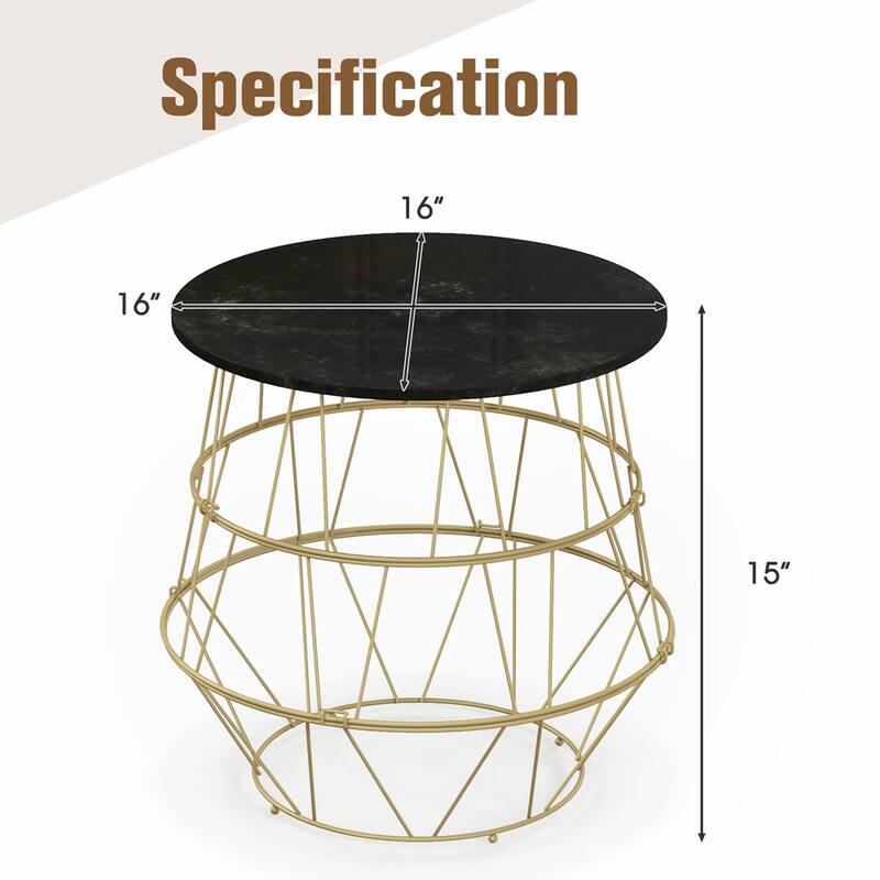 Costway Round Side End Coffee Sofa Table Nightstand with Storage Space - See Details