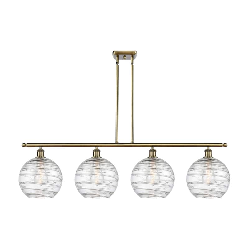Innovations Lighting 516-4I-13-48 Athens Linear Athens 4 Light 48" - Antique Brass / Clear Deco Swirl