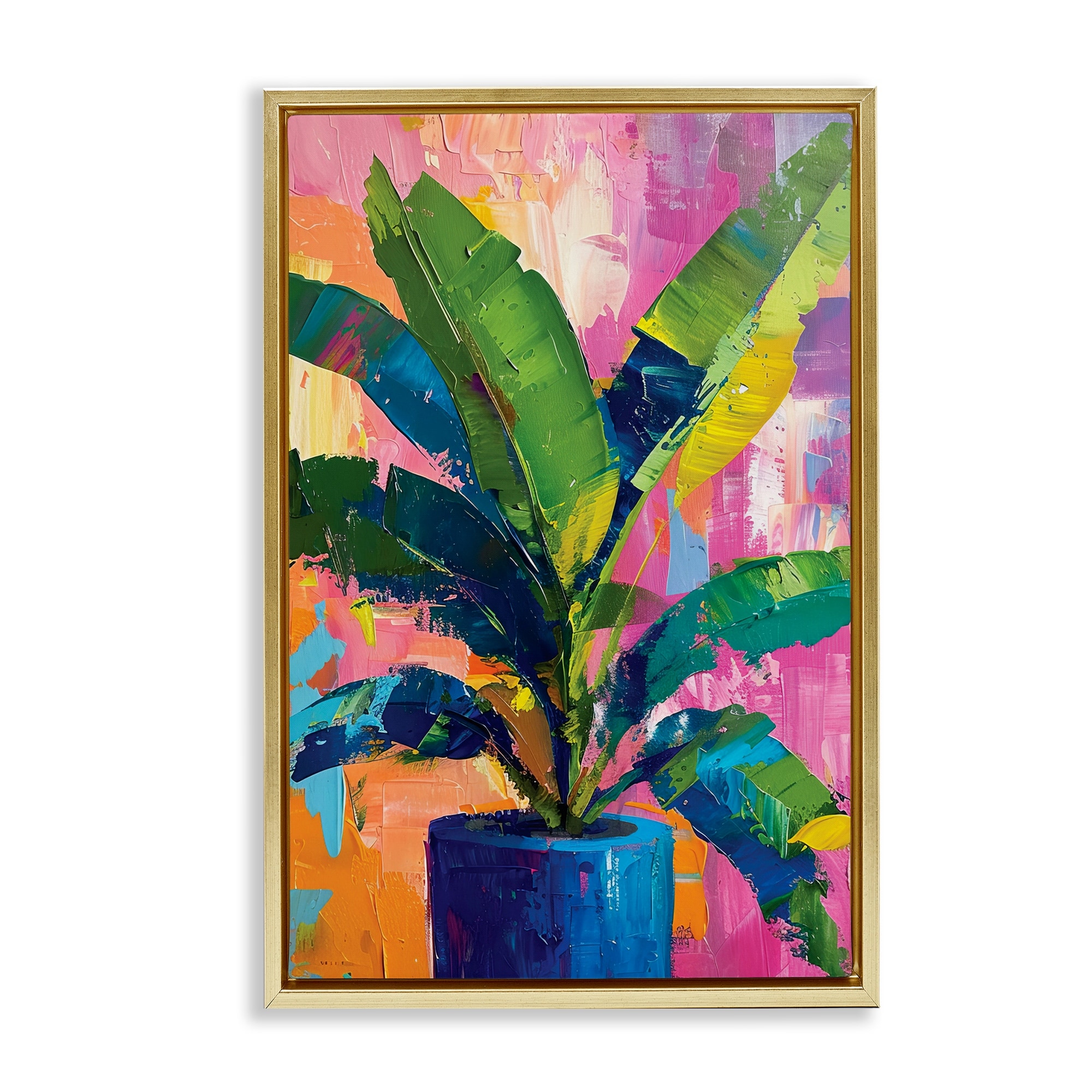 Stupell Modern Bright House Plant Framed Floater Canvas Wall Art Design By LSR Design Studio