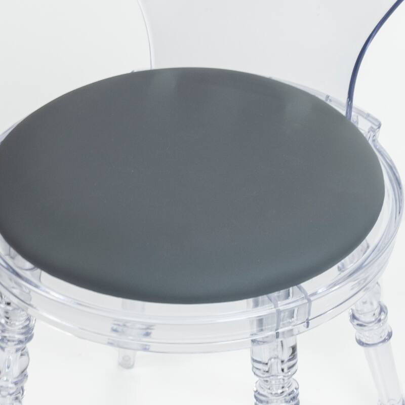 Nova Fanned Back Acrylic Chairs with Leatherette Padded Seats - Set of 2